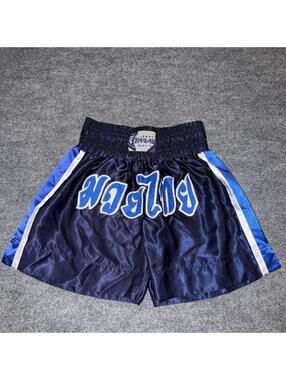 Farabi Muay Thai Shorts Silky Dazzle Blue MMA Fighting Grappling Shorts Mens LG
